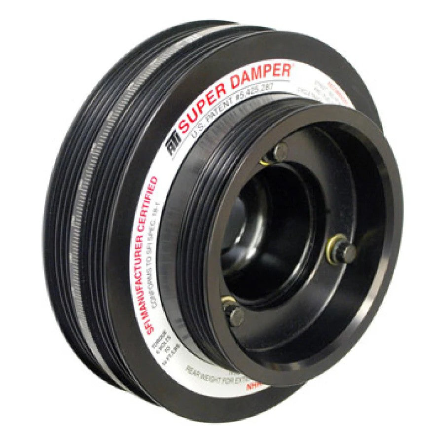 ATI Super Damper aluminum 7-groove harmonic balancer with 4 percent underdrive for Nissan VQ35HR and VQ37VHR engines.