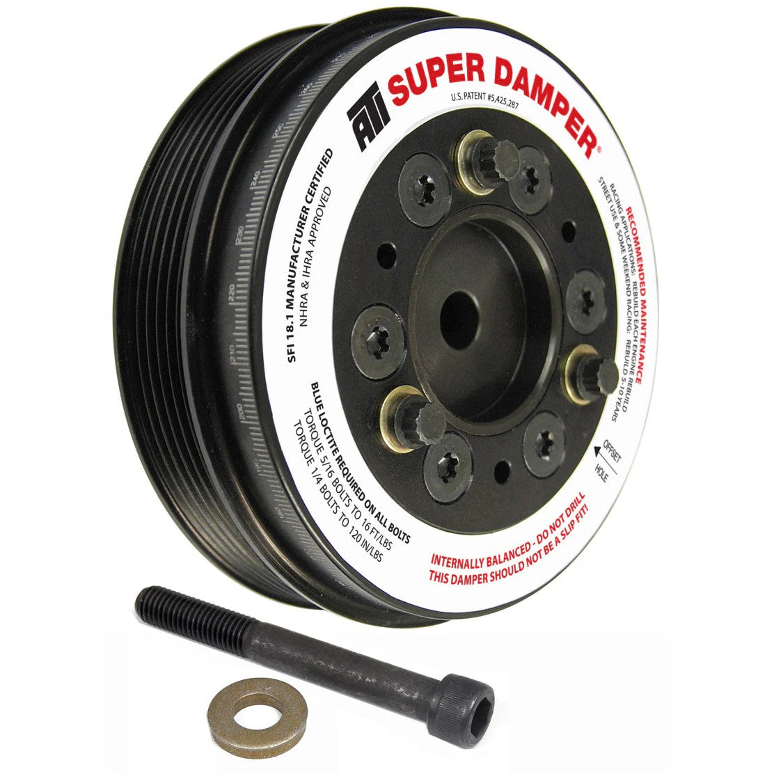 ATI Super Damper 5.74-inch aluminum harmonic balancer with 6-groove pulley and 2 percent overdrive for Mini Cooper S 1.6L.