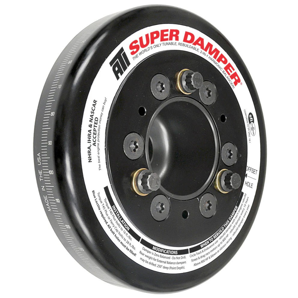 ATI Super Damper Race Harmonic Balancer for Honda B-series engines with a 7.074-inch aluminum shell and 4-groove steel hub.