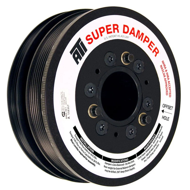 ATI Performance Products 7.48-inch aluminum Super Damper with 6-groove and 4-groove pulleys for LS3 and Vortec engines