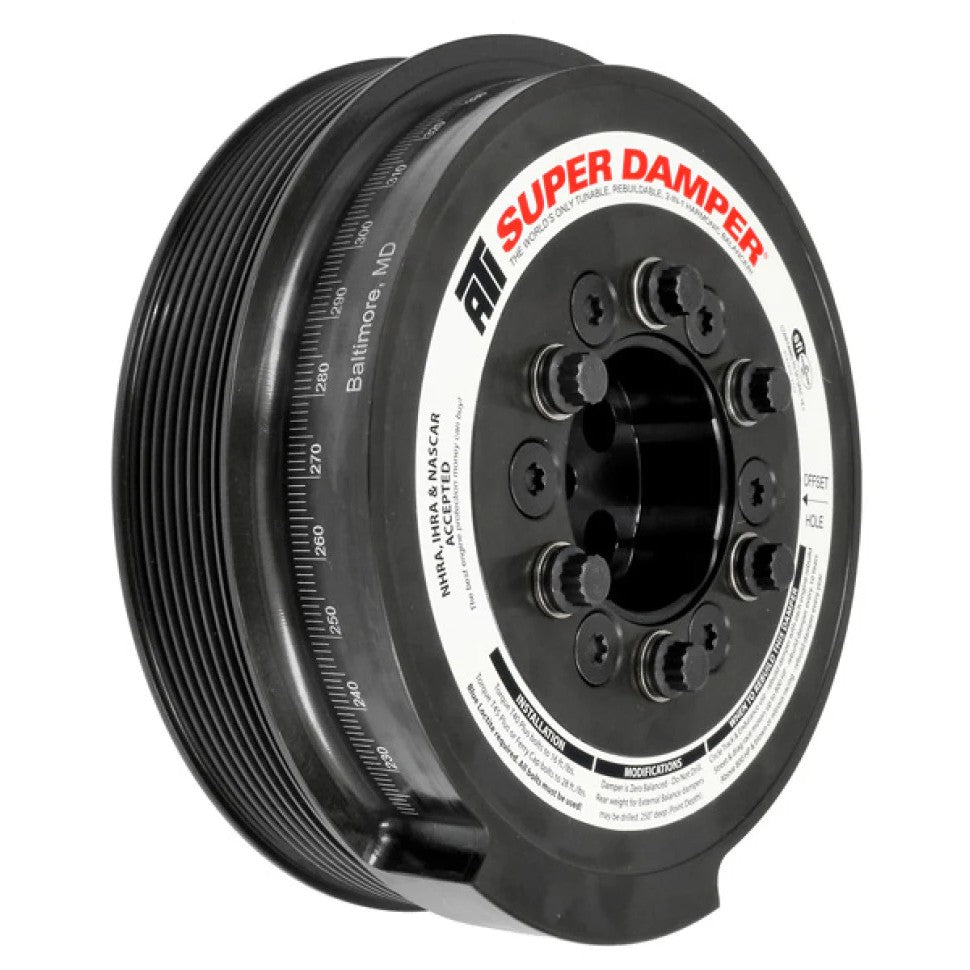 ATI 7.95-inch 8-groove steel harmonic damper with 3-ring design for Ford 6.0L Powerstroke diesel engines