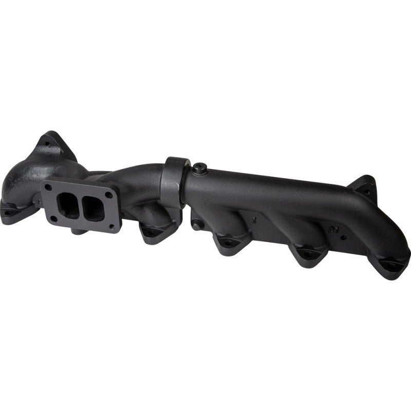 ATS Diesel two-piece cast exhaust manifold with Holset 351VE turbo flange for 6.7L Cummins engines.