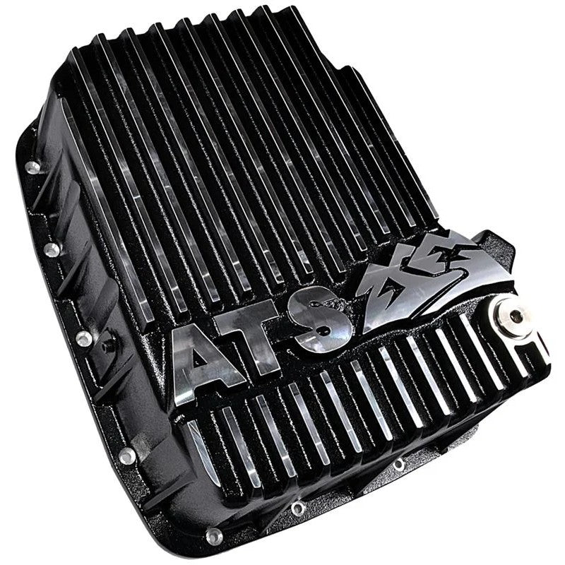 ATS Diesel high capacity cast aluminum transmission pan for 1983-2010 Ford F-Series and Super Duty trucks.