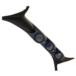 AutoMeter 7077 black triple pillar gauge pod with EGT, boost, and transmission temperature gauges for 1999-2007 Ford.