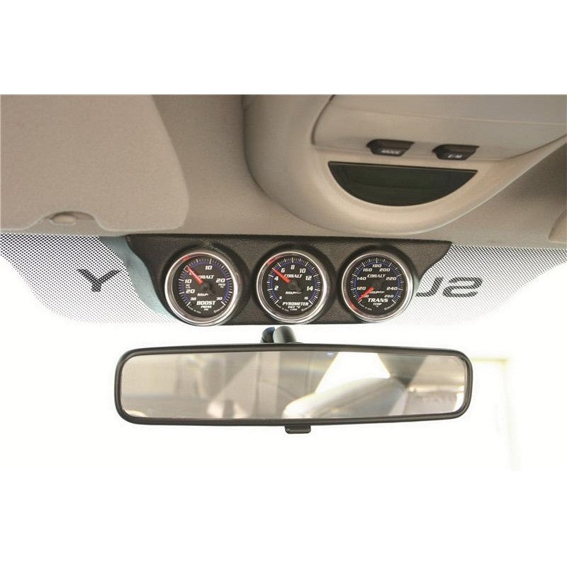 AutoMeter 18017 black triple overhead console gauge pod with three openings for 2-1/16 inch gauges.