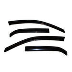 Four smoke-colored AVS Ventvisor outside mount window deflectors for 2002-2006 Mitsubishi Lancer.