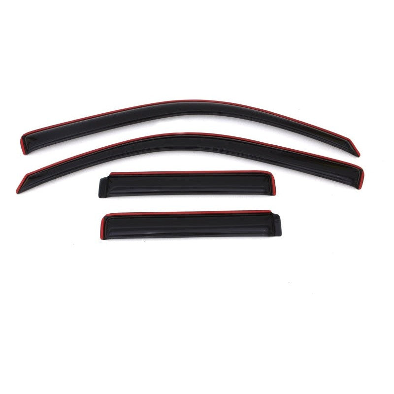 Four piece set of AVS In-Channel Ventvisor window deflectors in a dark smoke finish.