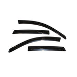 Four-piece set of AVS smoke-tinted outside mount window deflectors for 2003-2008 Pontiac Vibe and Toyota Matrix.