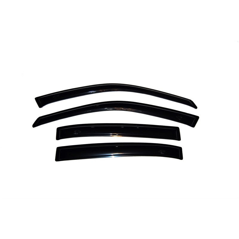 Four-piece set of smoke-tinted AVS Ventvisor window deflectors for a 2004-2008 Chevrolet Malibu.