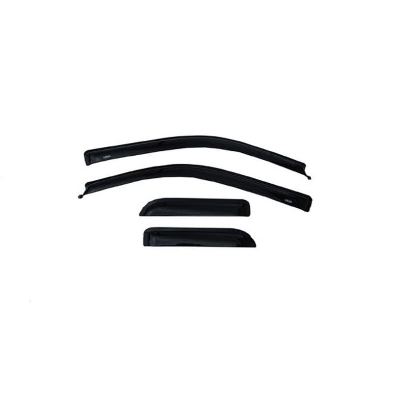 Four piece set of smoke tinted AVS Ventvisor outside mount window deflectors for 2004-2014 Ford F-150 SuperCab.