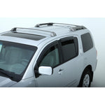 Four smoke-tinted AVS Ventvisor outside mount window deflectors for the 2005-2015 Nissan Armada.