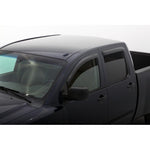 AVS Smoke Original Ventvisor outside mount window deflectors installed on a Nissan Titan Crew Cab 4-door pickup.