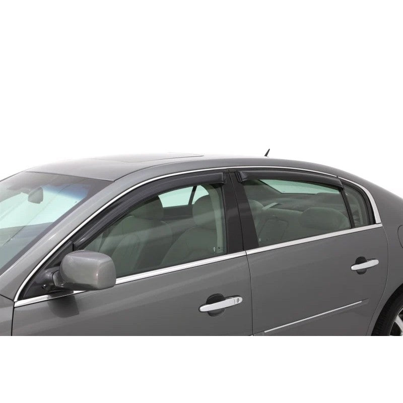 Four-piece set of AVS smoke-finish outside mount window deflectors for 2006-2011 Buick Lucerne.