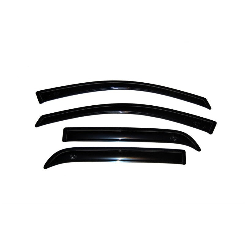 AVS 4-piece smoke Ventvisor window deflectors installed on the exterior door frames of a vehicle.