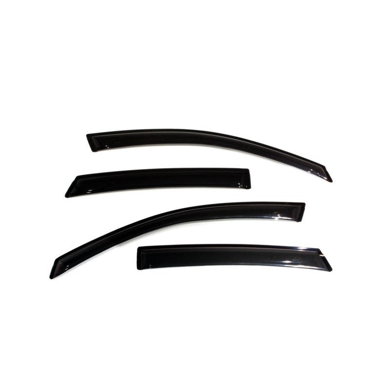 Four-piece set of AVS smoke acrylic window deflectors for 2008-2011 Ford Focus.