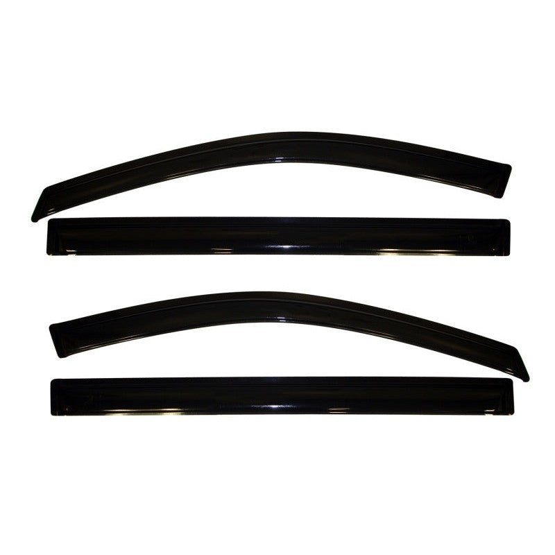 Four smoke-colored AVS Ventvisor window deflectors for Chrysler Town & Country and Dodge Grand Caravan.