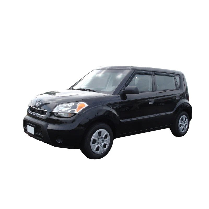 AVS 4-piece smoke outside mount Ventvisor window deflectors for 2010-2013 Kia Soul.