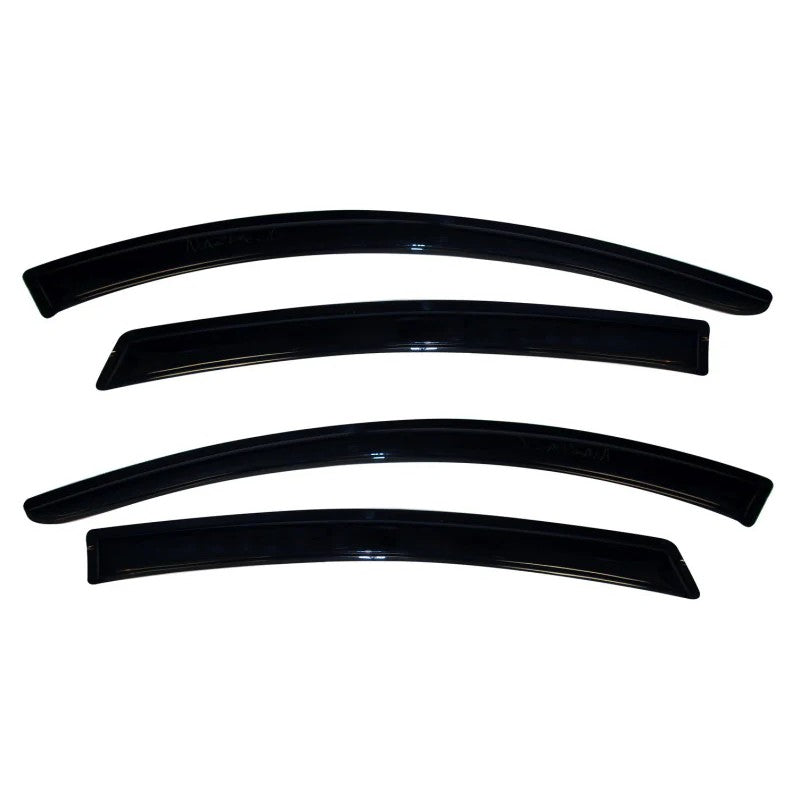 Four smoke-tinted AVS Ventvisor outside mount window deflectors for a 2009-2013 Mazda 6.