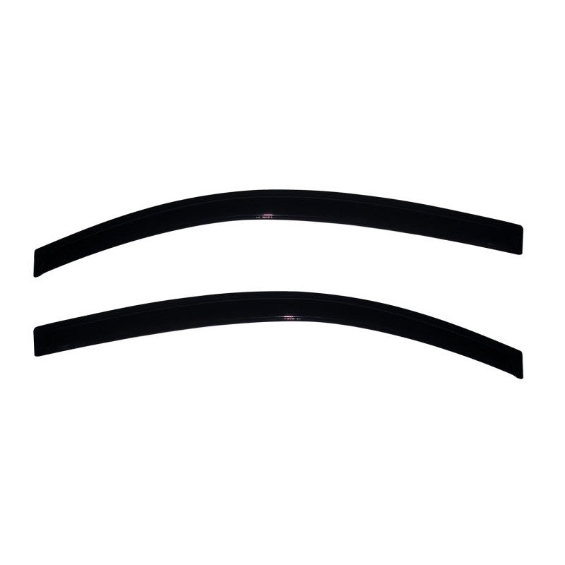 A two-piece set of smoke-finish AVS Ventvisor outside mount window deflectors for the 2012-2017 Fiat 500.