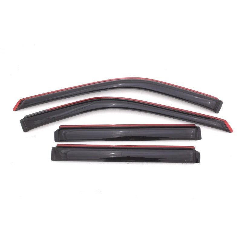4-piece set of dark smoke AVS In-Channel Ventvisor window deflectors for 2011-2019 Ford Explorer.