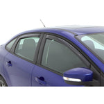 Four-piece set of AVS In-Channel Ventvisor window deflectors in dark smoke finish for 2012-2018 Ford Focus.