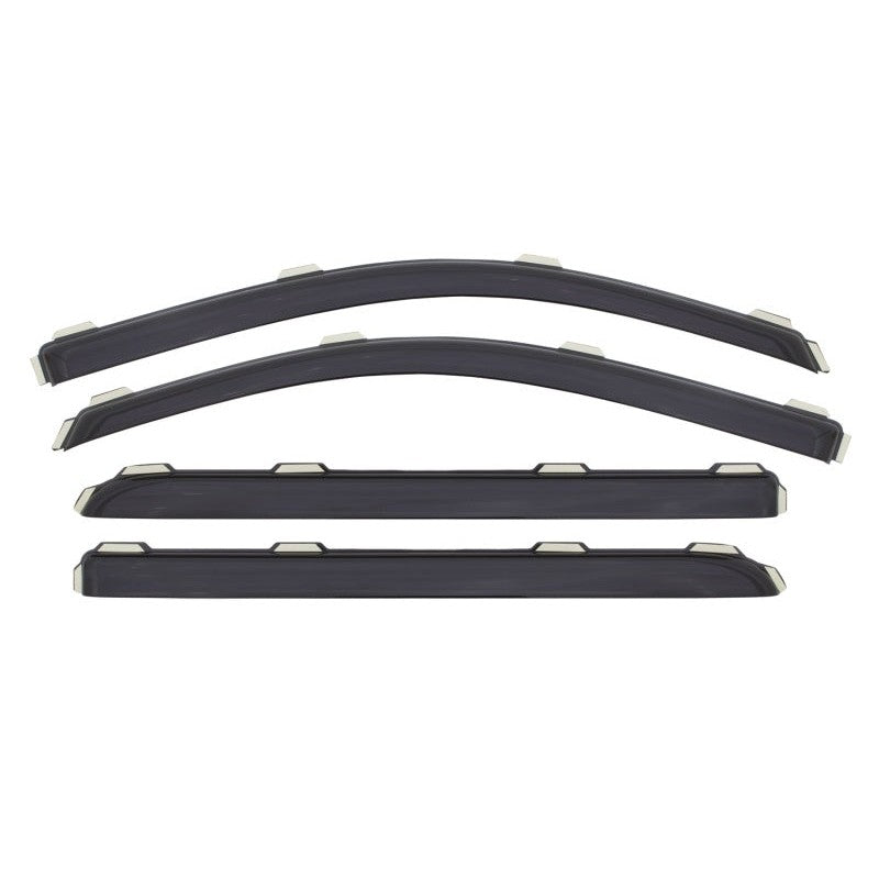 Four-piece set of AVS In-Channel Ventvisor window deflectors in dark smoke finish for truck doors.