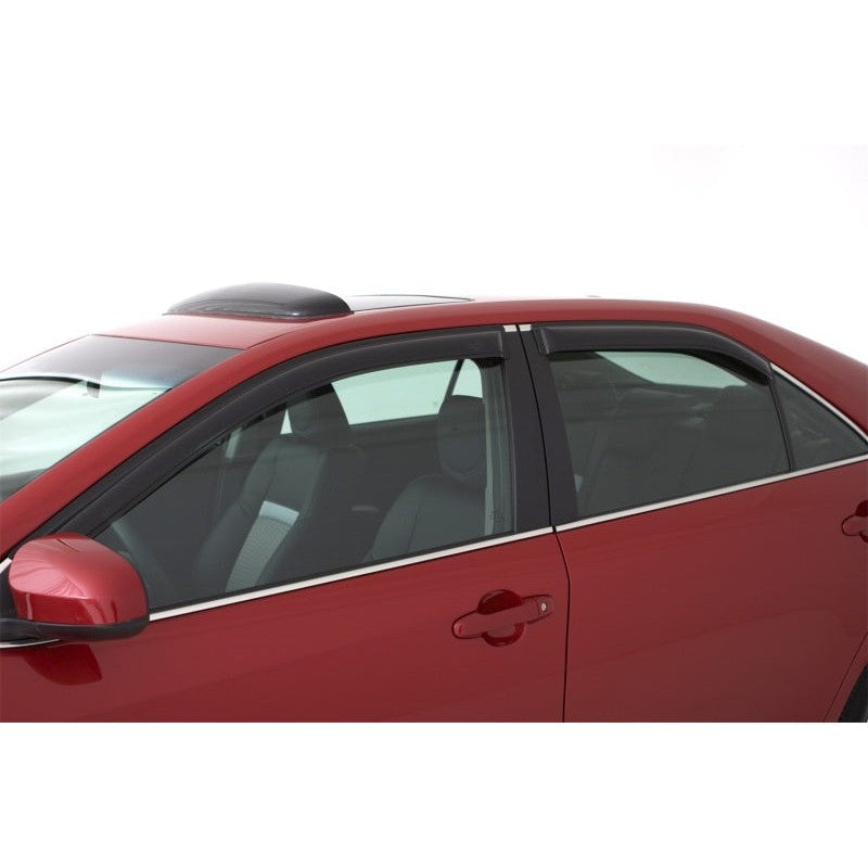 Four-piece set of smoke finish AVS Ventvisor outside mount window deflectors for 2017-2018 Toyota Corolla iM.