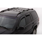 Four-piece set of dark smoke AVS In-Channel Ventvisor window deflectors for 1999-2004 Jeep Grand Cherokee.