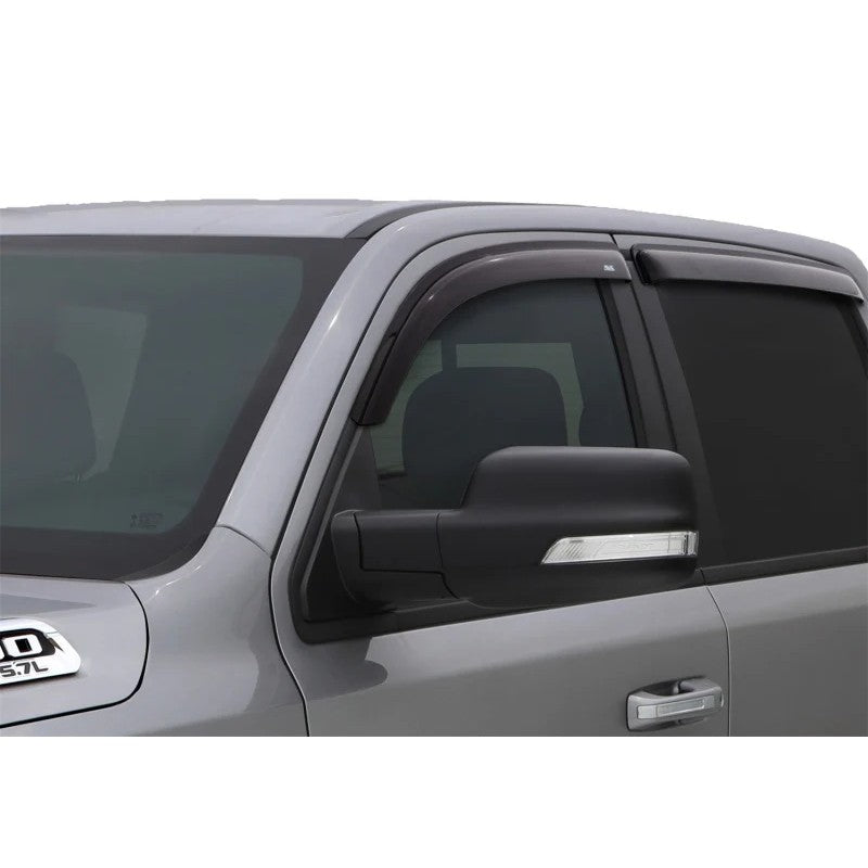 Smoke finish AVS Ventvisor 4-piece outside mount window deflector set for 2019-2025 Ram 1500.