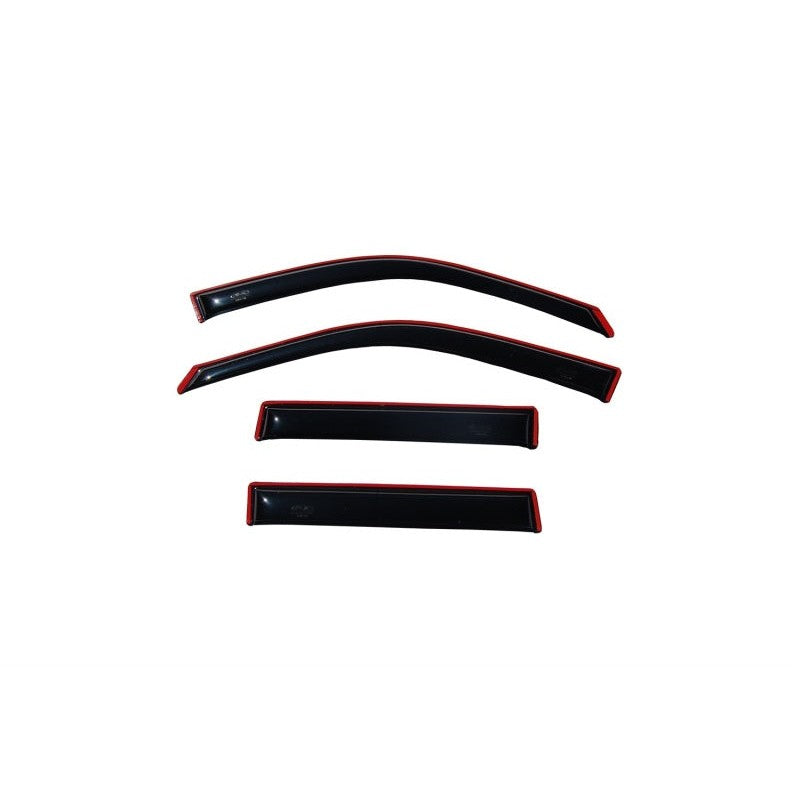 Four-piece set of AVS dark smoke low profile in-channel window deflectors for 2023-2026 Chevrolet Colorado and GMC Canyon.