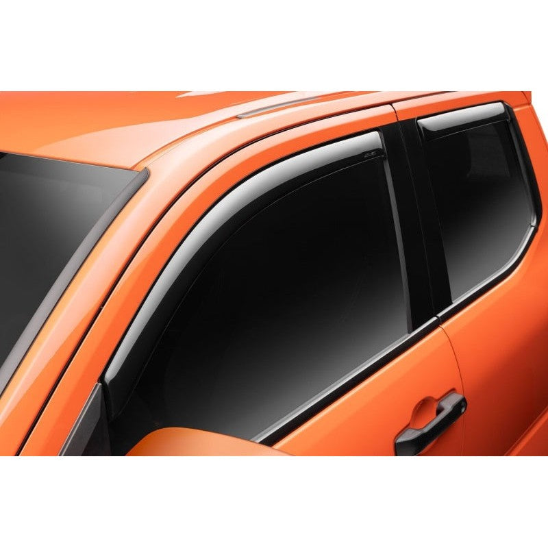 Four-piece set of AVS In-Channel Ventvisors in a dark smoke finish for the 2024-2026 Toyota Tacoma.