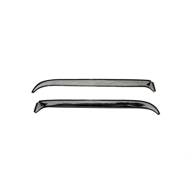 Two-piece set of AVS Ventshade polished stainless steel in-channel window deflectors for 1965-1977 Volkswagen Beetle.