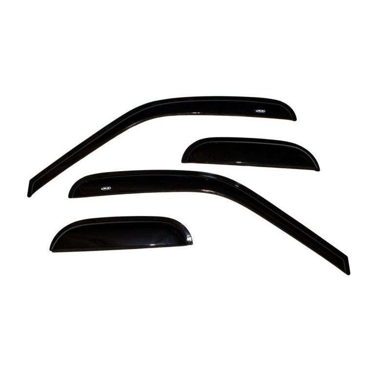 Four-piece set of AVS smoke-colored outside mount window deflectors for 1997-2004 Ford F-Series trucks.