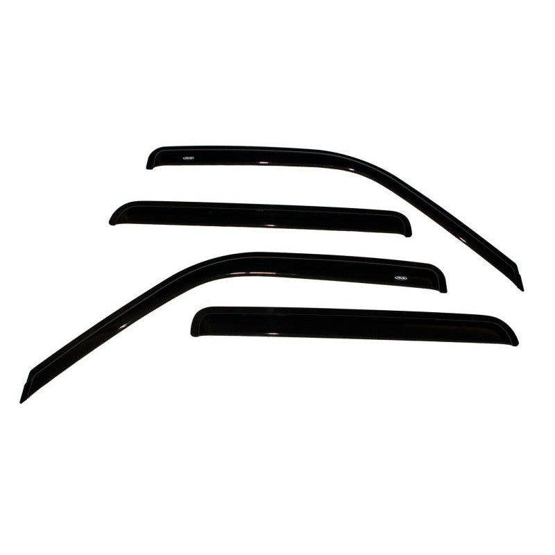 Four-piece set of AVS smoke-tinted outside mount acrylic window deflectors.