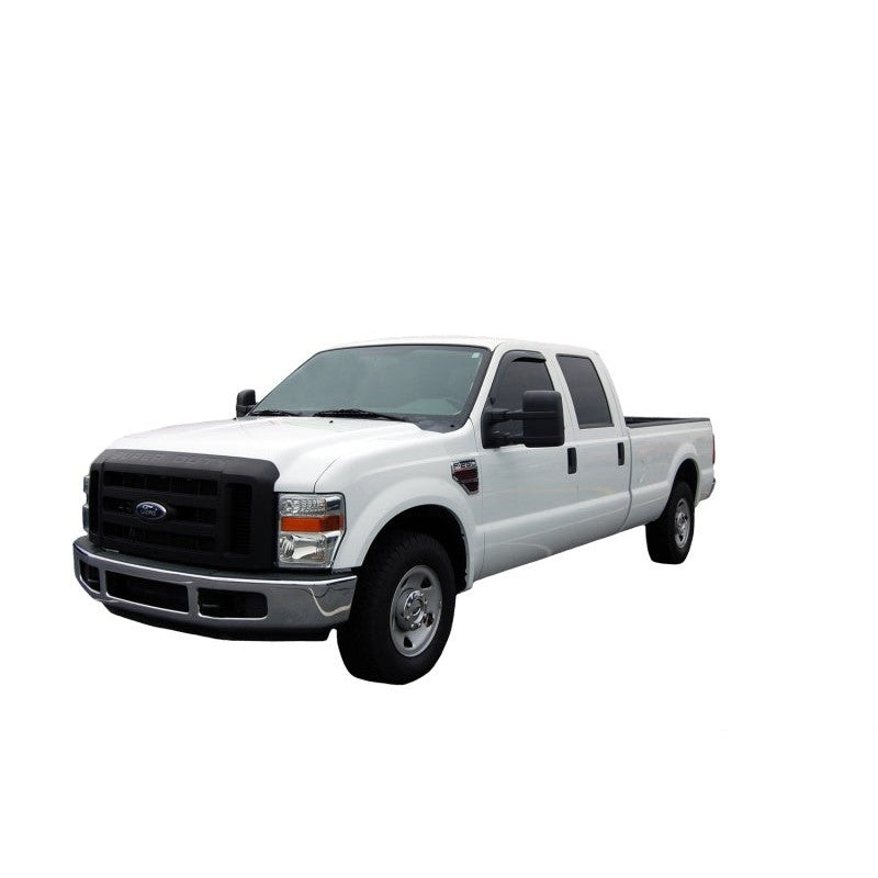 A pair of smoke-finish AVS Ventvisor outside mount window deflectors for Ford F-250 and F-350 Standard Cab trucks.