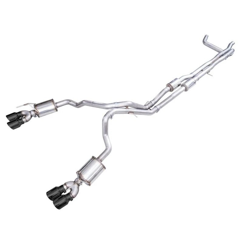 AWE 0FG Edition stainless steel cat-back exhaust system with quad diamond chrome tips for 2021+ Suburban and Yukon XL.