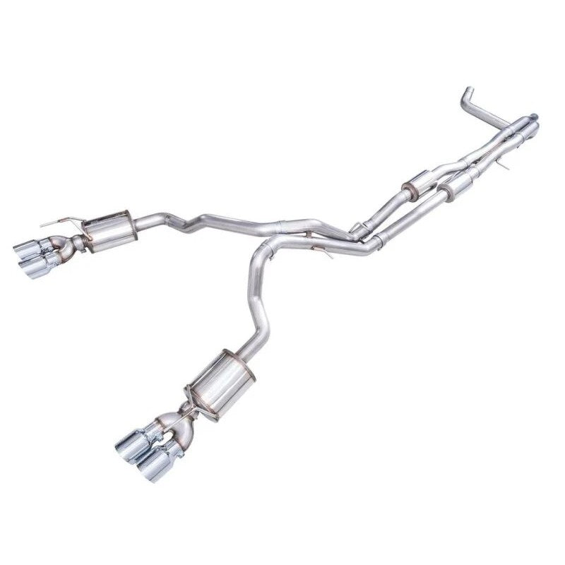 AWE 0FG Edition cat-back exhaust system for 2021-2024 Tahoe and Yukon 6.2L with quad chrome silver tips.