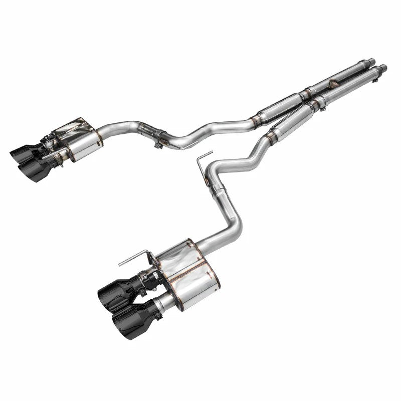 AWE SwitchPath 3-inch T304L stainless steel cat-back exhaust with H-pipe and quad 5-inch diamond black tips