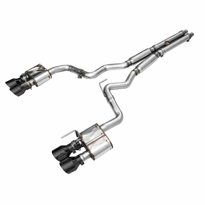 AWE SwitchPath 3-inch T304L stainless steel cat-back exhaust with quad 4-inch diamond black tips for S650 Mustang GT