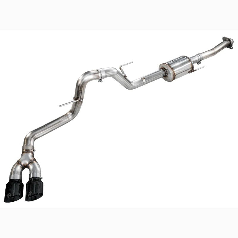 AWE 0FG 3-inch T304L stainless steel cat-back exhaust with dual 4.5-inch diamond black slash-cut tips for Ford F-150.