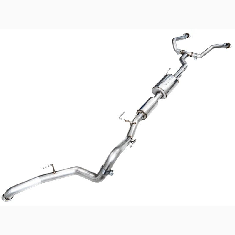 AWE Tuning 0FG BashGuard high-clearance stainless steel cat-back exhaust system for 2022-2025 Toyota Tundra.