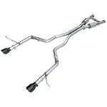 AWE Track Edition catback exhaust system with T304L stainless steel piping and 5-inch diamond black tips.