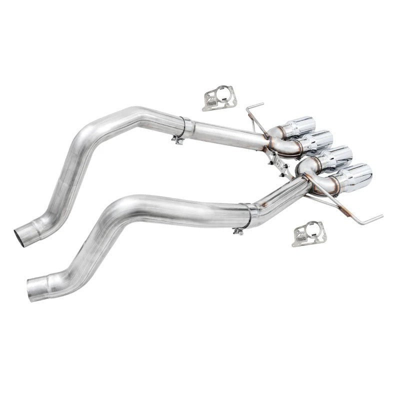 AWE Track Edition Axle-Back Exhaust for C7 Corvette featuring quad 4.5 inch chrome tips and AFM valve simulators.
