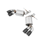 AWE Touring Edition axle-back exhaust system featuring 3-inch piping and quad 4.5-inch diamond black tips.