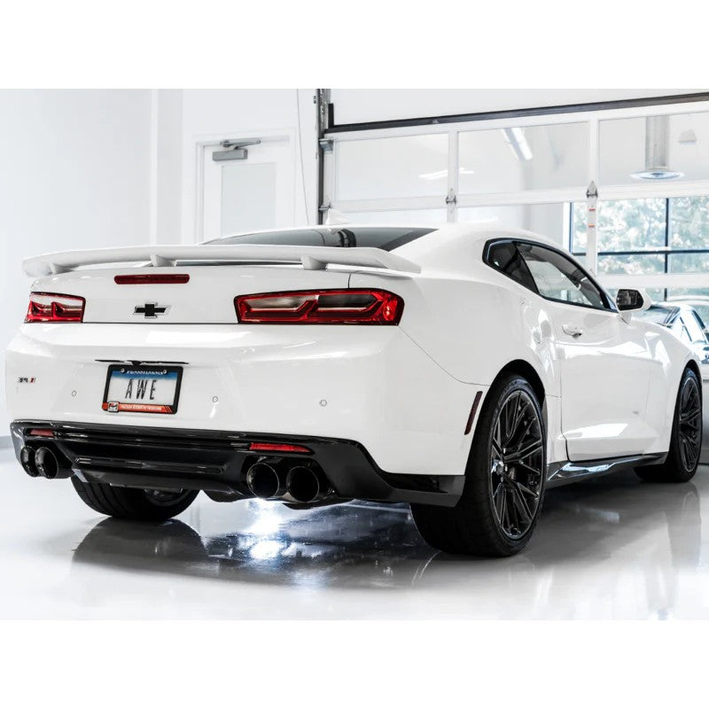 AWE Touring Edition 3-inch non-resonated cat-back exhaust with quad 4.5-inch chrome silver tips for Gen 6 Camaro.