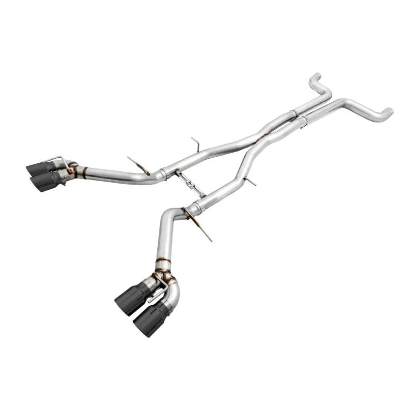 AWE Track Edition non-resonated cat-back exhaust with quad 4.5-inch diamond black tips for 2016-2024 Chevy Camaro.