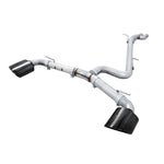 AWE Track Edition exhaust system for Audi RS3 featuring T304L steel piping and Diamond Black RS-style oval tips.