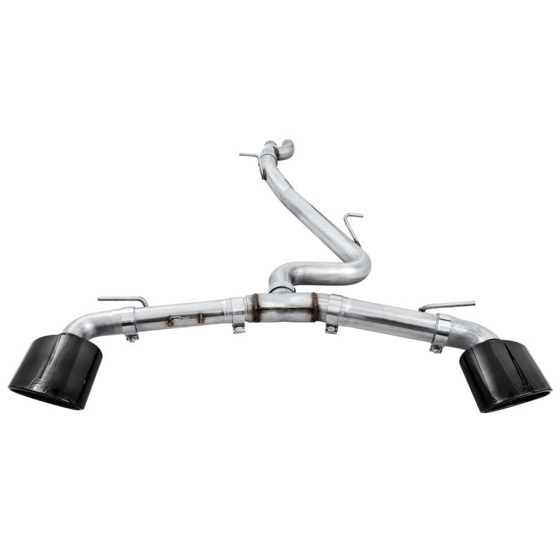 AWE Track Edition exhaust system for Audi TT RS featuring dual 180mm diamond black oval tips.