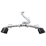 AWE Track Edition exhaust system for Audi TT RS featuring dual 180mm diamond black oval tips.