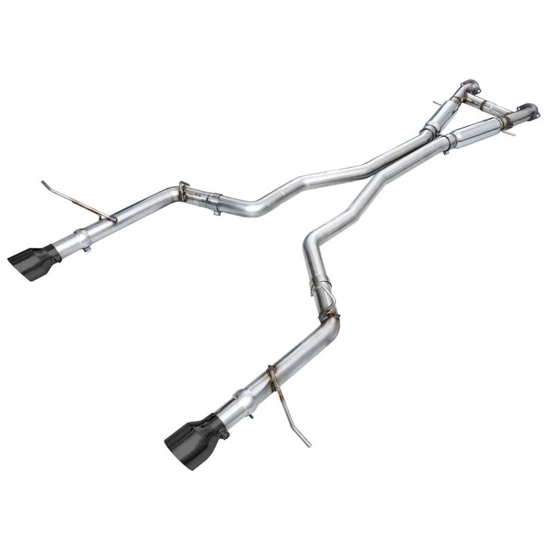 AWE Track Edition exhaust system for Dodge Durango SRT with dual 5-inch diamond black tips and 3-inch stainless piping.
